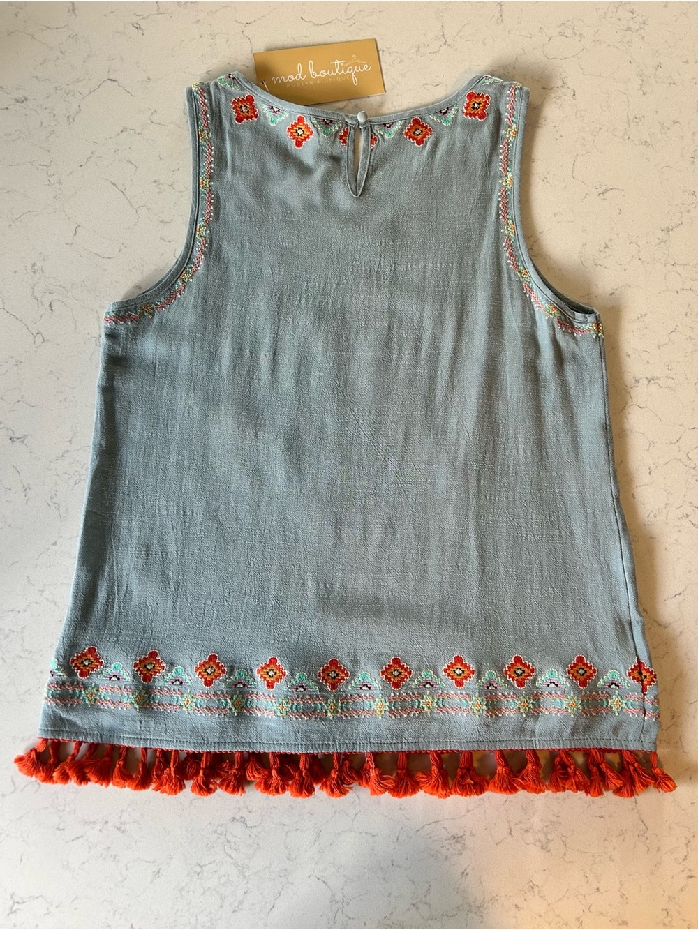 NWT THML The Waylon Tassel Embroidered Tank Top Boho Sleeveless - Picture 6 of 14